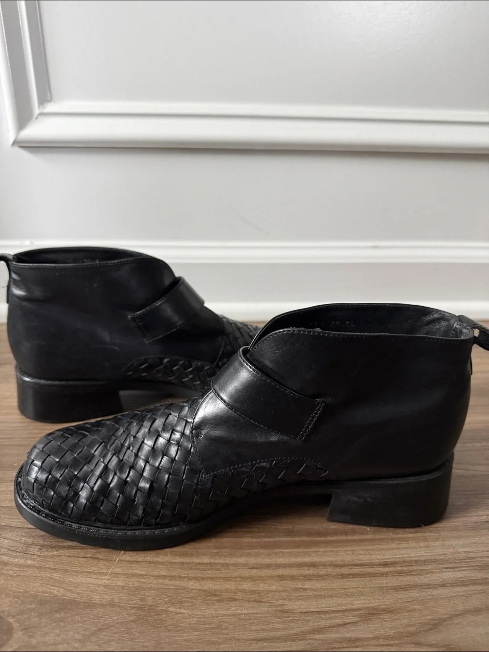 Brighton Krista Woven Leather Ankle Boots Booties Heart Buckle Black Women's 8M